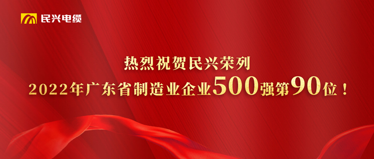 广东省制造业企业500强榜单发布，民兴跃居第90位！